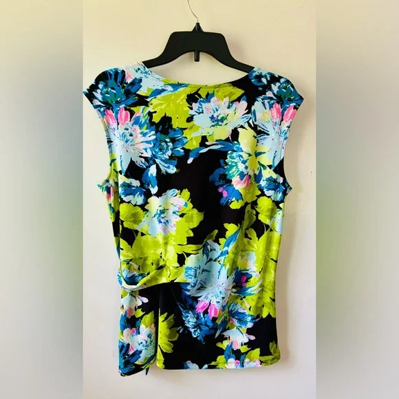 Kasper Asymmetrical Green and Blue Blouse - Picture 2 of 2